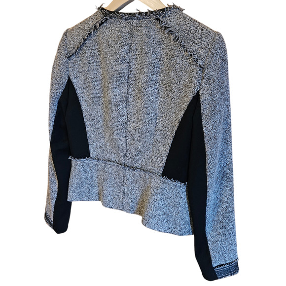 White House Black Market Belle Tweed Moto Jacket Blazer Black Women's Size 4 - Picture 9 of 10